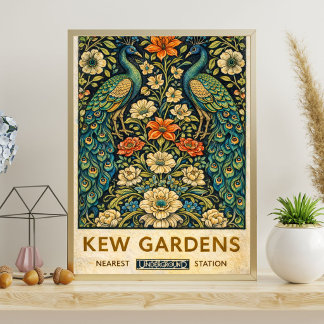 Vintage Kew Gardens Peacock Poster