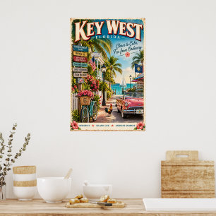 Vintage Key West Florida Reise Tropisches Poster 