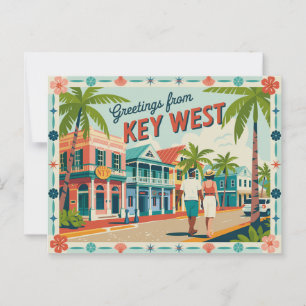 Vintage Key West Postkarte   Grüße aus