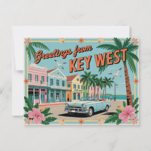 Vintage Key West Postkarte   Grüße aus