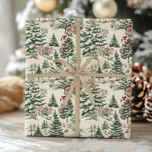 Vintage-Kiefer-Victorian-Toile-Christmas Geschenkpapier