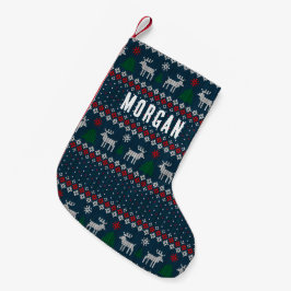 Vintage Kiefernbäume und Hirsche Kleiner Weihnachtsstrumpf