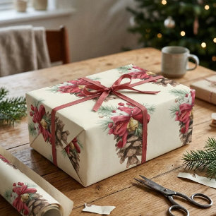 Vintage Kiefernstrasse Rote Holries Geschenkpapier