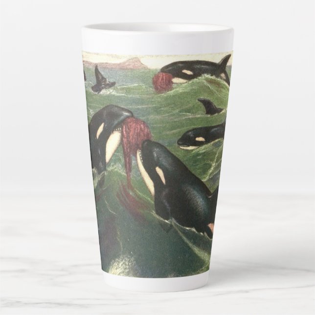 Vintage Killerwale oder Orcas, Meeressäugetiere Milchtasse (Vorderseite)