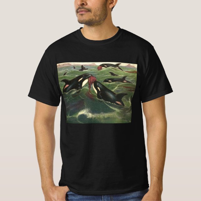 Vintage Killerwale oder Orcas, Meeressäugetiere T-Shirt (Vorderseite)