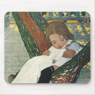 Vintage Kind mit einer Puppe von Jessie Willcox Sm Mousepad