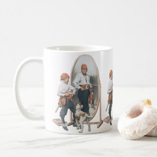 Vintage Kind, Piratenjunge, Hund, Spiegel, Bukanie Kaffeetasse