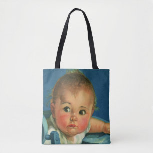 Vintage Kind, süßes Baby Mädchen oder Junge im Kin Tasche