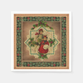 Vintage Kinder auf Weihnachts-Dekoupage Serviette