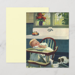 Vintage Kinder, Baby Asleep Hochstuhl Einladung