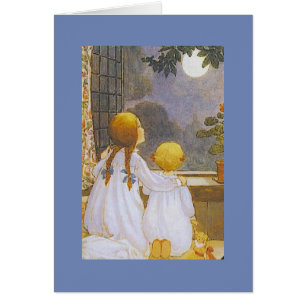 Vintage - Kinder betrachten den Mond,