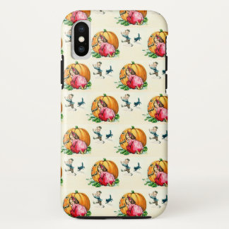 Vintage Kinder, die Halloween-Fall Themed spielen iPhone X Hülle