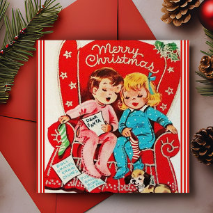 Vintage Kinder erwarten Weihnachten