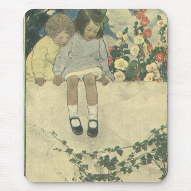 Vintage Kinder, Garden Wall Jessie Willcox Smith Mousepad (Vorne)