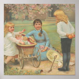 Vintage Kinder Garten Wandkunst Poster