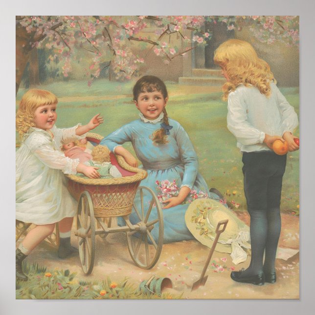 Vintage Kinder Garten Wandkunst Poster (Vorne)