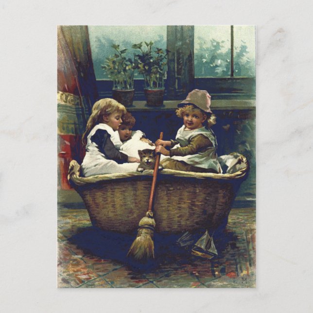 Vintage Kinder gutes Schiff Postkarte (Vorderseite)