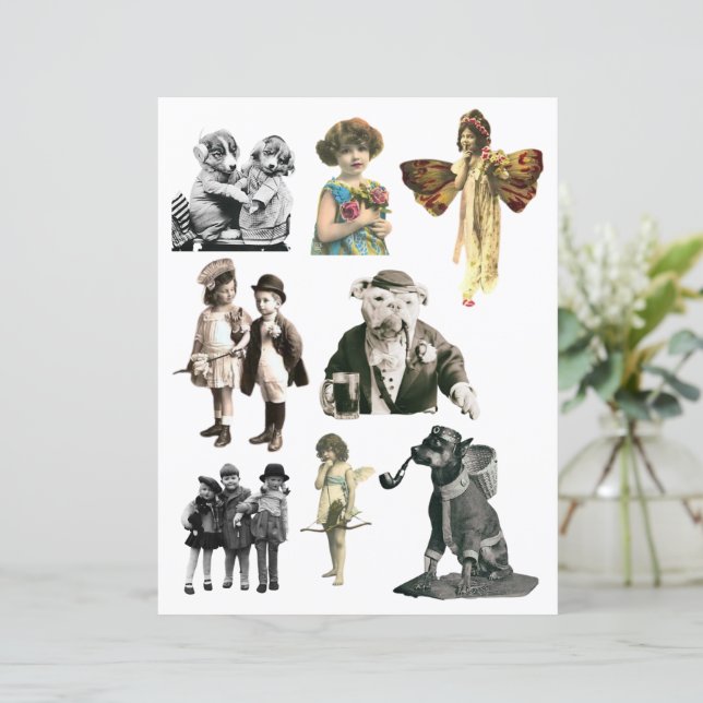 Vintage Kinder & Hunde Fussy Schneidet Scrapbookin (Stehend Vorderseite)