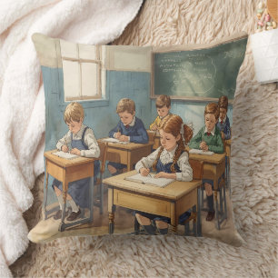 Vintage Kinder in der Schule Kissen