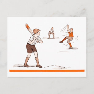 Vintage Kinder Jungen Baseballspiel Postkarte