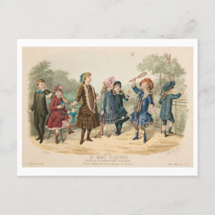 Vintage Kinder Mode Illustration 1883 Postkarte