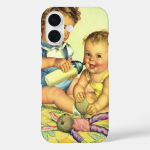 Vintage Kinder, Niedliche glückliche Kleinkinder l iPhone 16 Hülle
