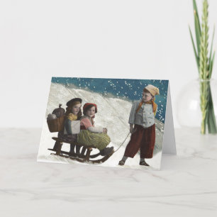 Vintage Kinder Rodelbahn Weihnachten Winter