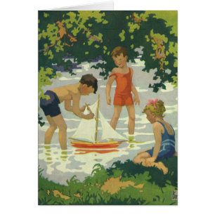Vintage Kinder Spielzeug Sailboats Sommerteich