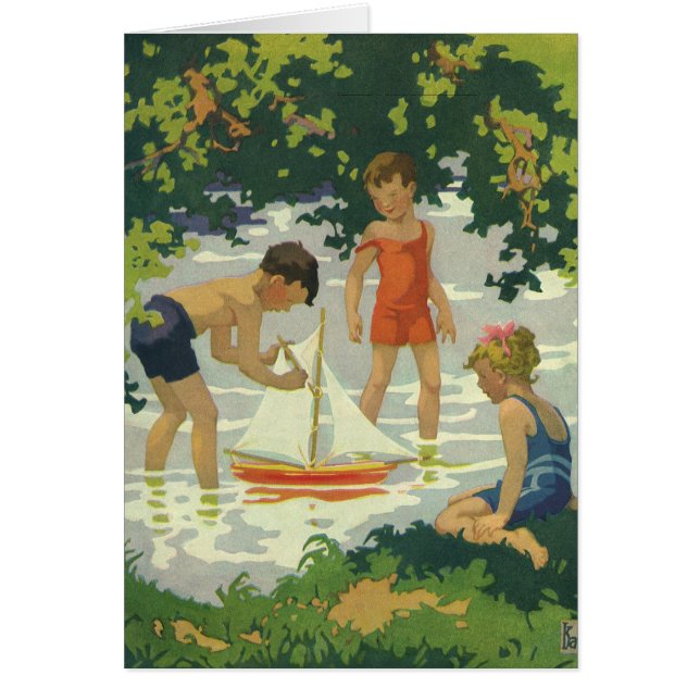 Vintage Kinder Spielzeug Sailboats Sommerteich (Vorne)