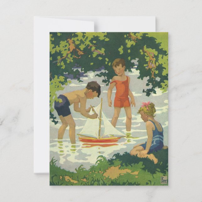 Vintage Kinder Spielzeug Sailboats Sommerteich (Vorderseite)