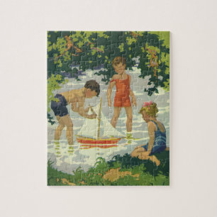 Vintage Kinder Spielzeug Sailboats Sommerteich