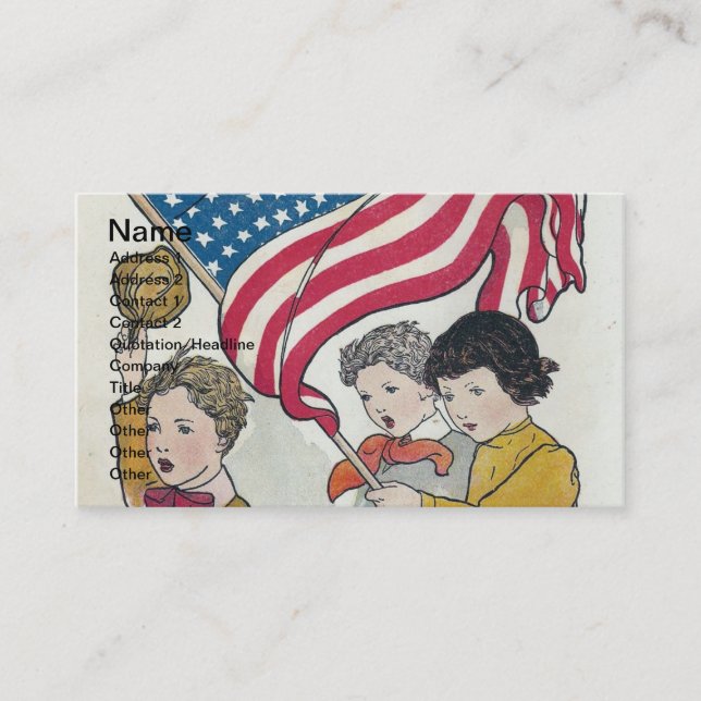 Vintage Kinder und amerikanische Falsche Visitenkarte (Vorderseite)