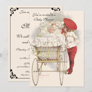 Vintage Kinder und Babys, Viktorianische Babydusch Einladung
