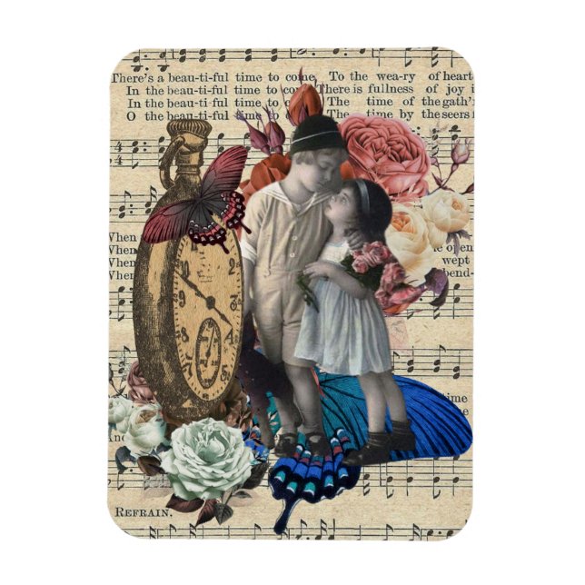 Vintage Kinder und Blumenkollektion Magnet (Vertikal)