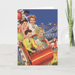 Vintage-Kinderballons Hund Achterbahn Fahrt Karte