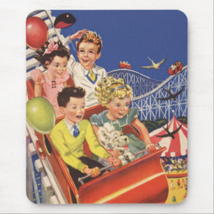 Vintage-Kinderballons Hund Achterbahnfahrt Mousepad