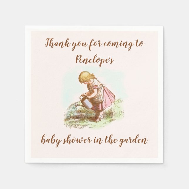 Vintage Kinderdusche im Garten Serviette (Vorderseite)