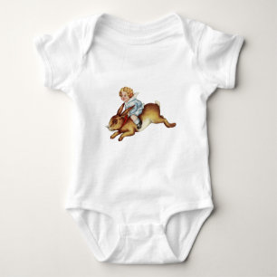 Vintage Kinderfahrten Bunny Rabbit Baby Strampler