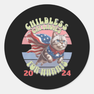 Vintage kinderlose Katzen Ladys for Kamala Harris Runder Aufkleber