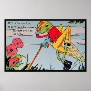 Vintage Kinderreim Bild Heuschrecke Poster