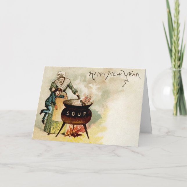Vintage Kindersuppe Neujahrskarte Feiertagskarte (Vorderseite)