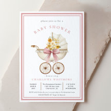 Vintage-Kinderwagen-Baby-Party | Roséfarbene und g