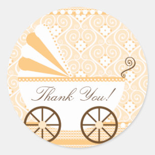 Vintage-Kinderwagen Danke Baby Shower Aufkleber