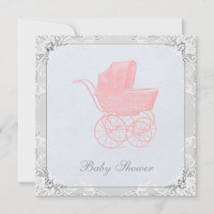 Vintage-Kinderwagen-Geschlecht neutrale Babyparty Einladung