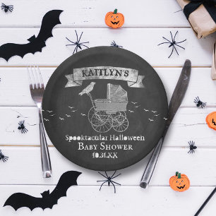 Vintage Kinderwagen Halloween Baby Shower Pappteller