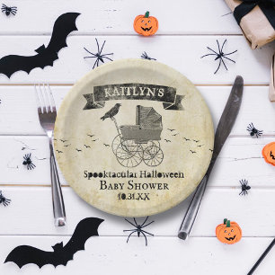 Vintage Kinderwagen Halloween Baby Shower Pappteller