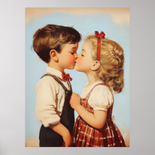 Vintage Kindheitsschatz-Kuss Poster
