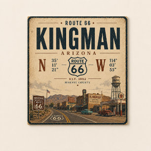 Vintage Kingman Route 66 Postkarten-Kunst