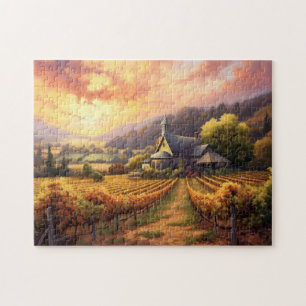 Vintage Kirche und Weinberg