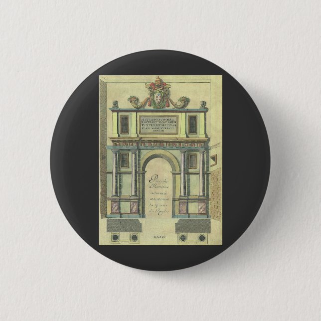 Vintage Kirchentür Eintritt Renaissance Architektu Button (Vorderseite)